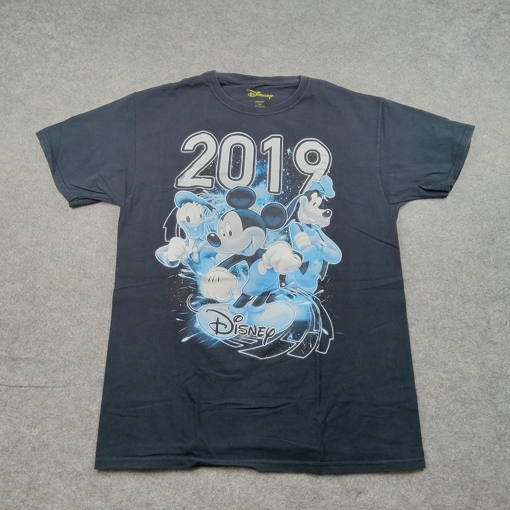 Disney Shirt Mens Medium Black 2019‎ Mickey Donald Goofy Graphic Tee Cartoon